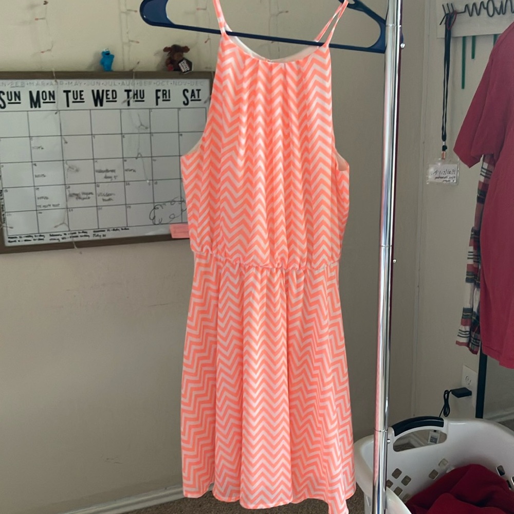 Pink and white striped dress
